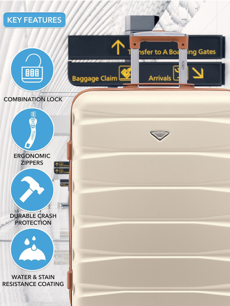 Flight Knight cream hardcase travel set of 2 sizes, imported from the UK