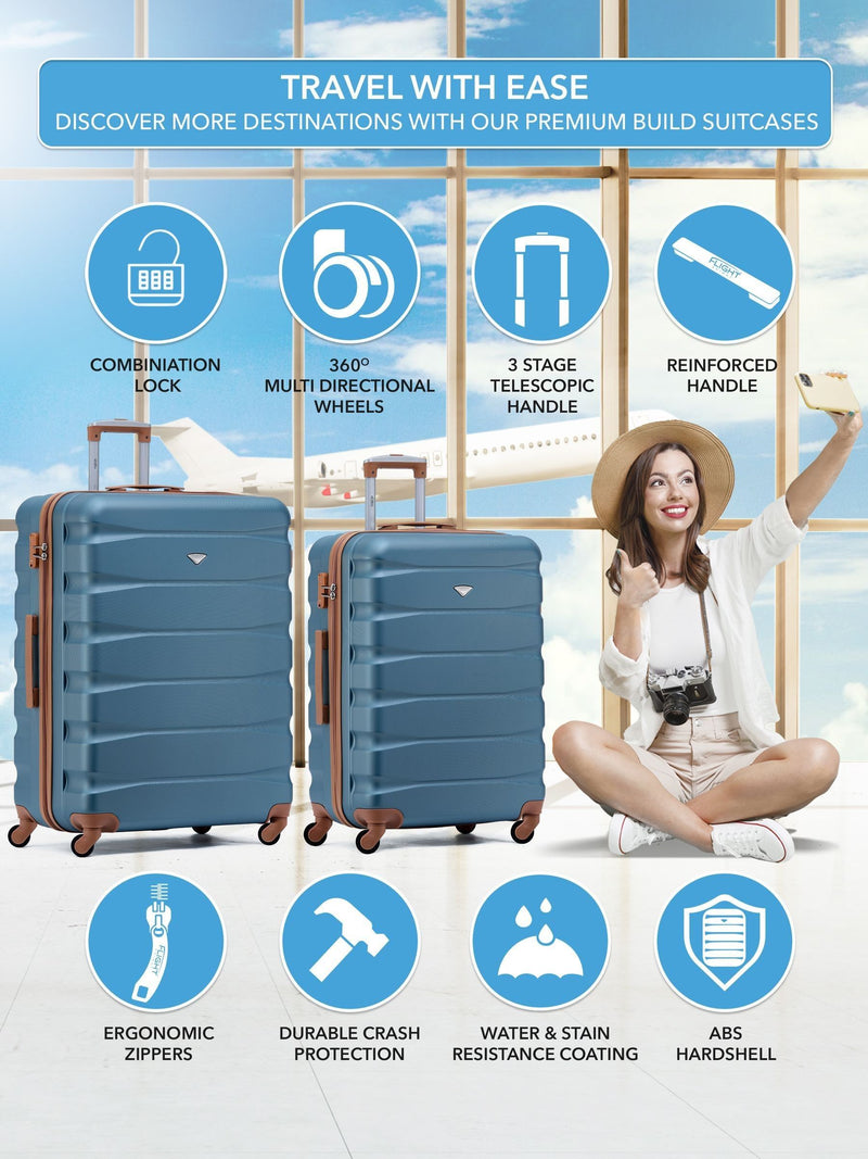 Flight Knight blue hardcase luggage set medium and large - British product