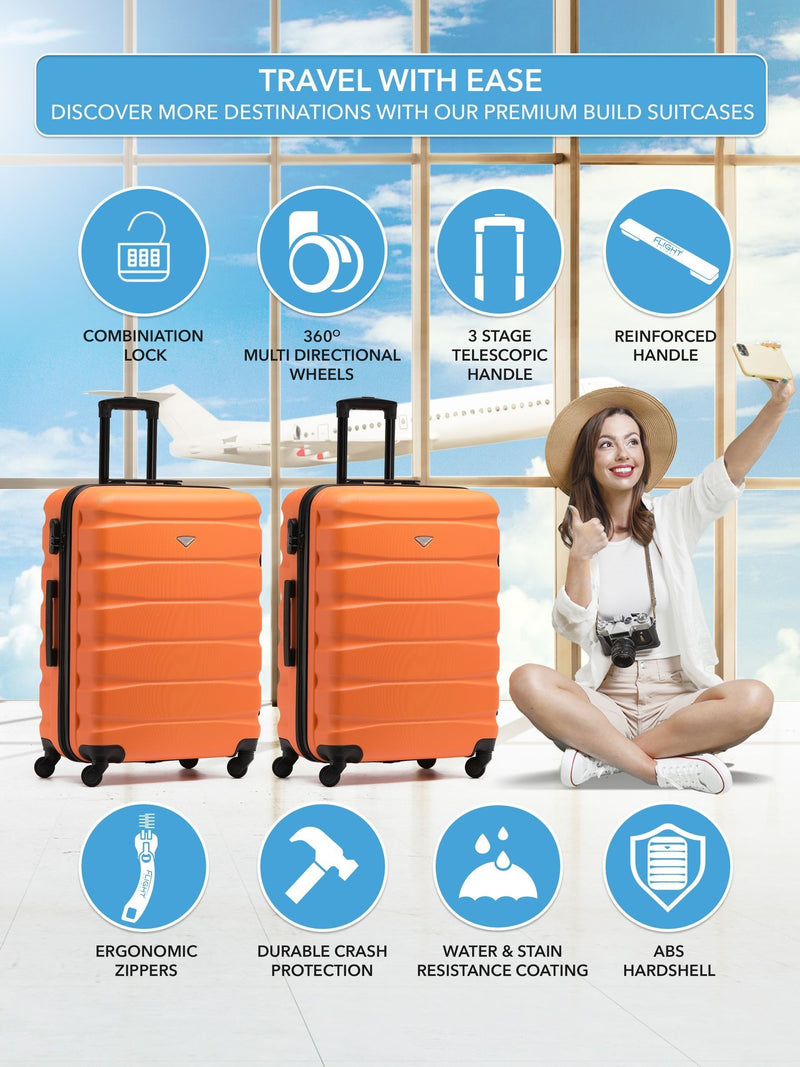 Flight Knight orange medium hardcase suitcase (British brand)
