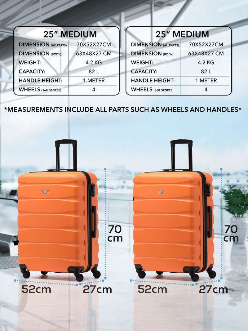 Flight Knight orange medium hardcase suitcase (British brand)
