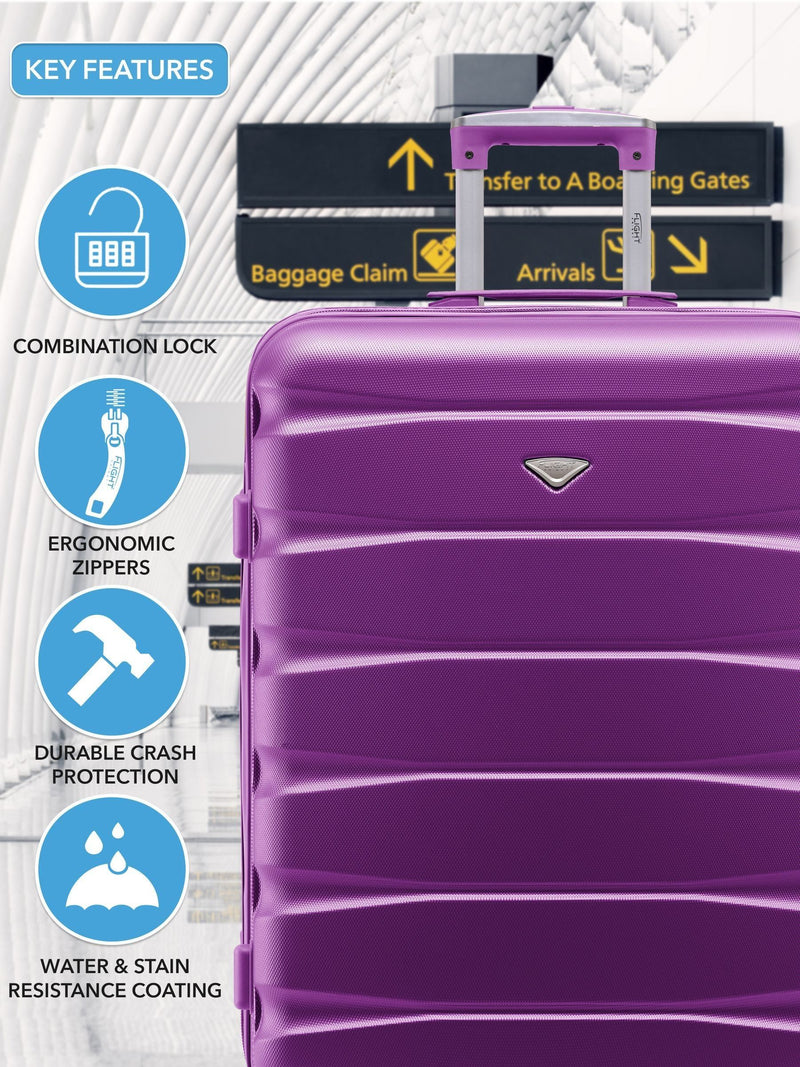 Flight Knight purple medium suitcase set, imported from the UK