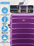 Flight Knight purple medium suitcase set, imported from the UK