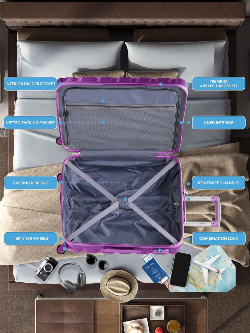 Flight Knight purple medium suitcase set, imported from the UK