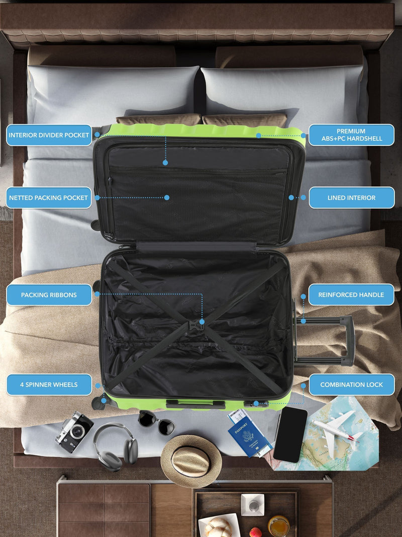 Flight Knight medium green hardcase suitcase, UK version