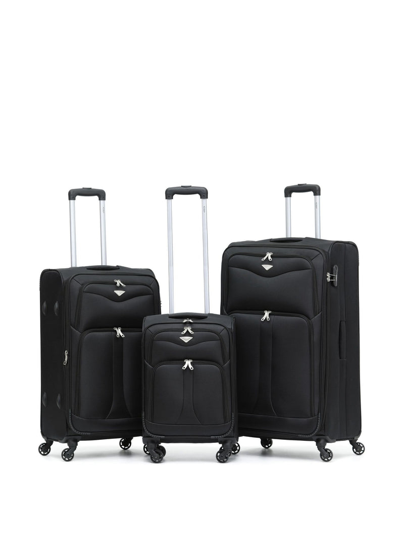 Flight Knight Purple Soft Luggage Set of 3 (Cabin, Medium, Large)
