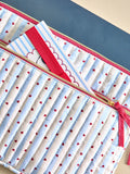 Cream blue love heart laptop sleeve 37cm x 26cm (British brand)