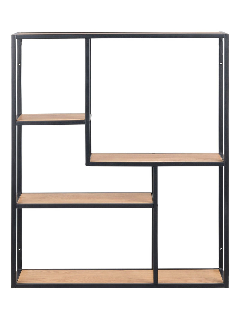 Actona Black Oak Seaford wall shelf with three additional oak shelves, UK version