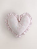 Pink ruffle gingham heart cushion, UK version