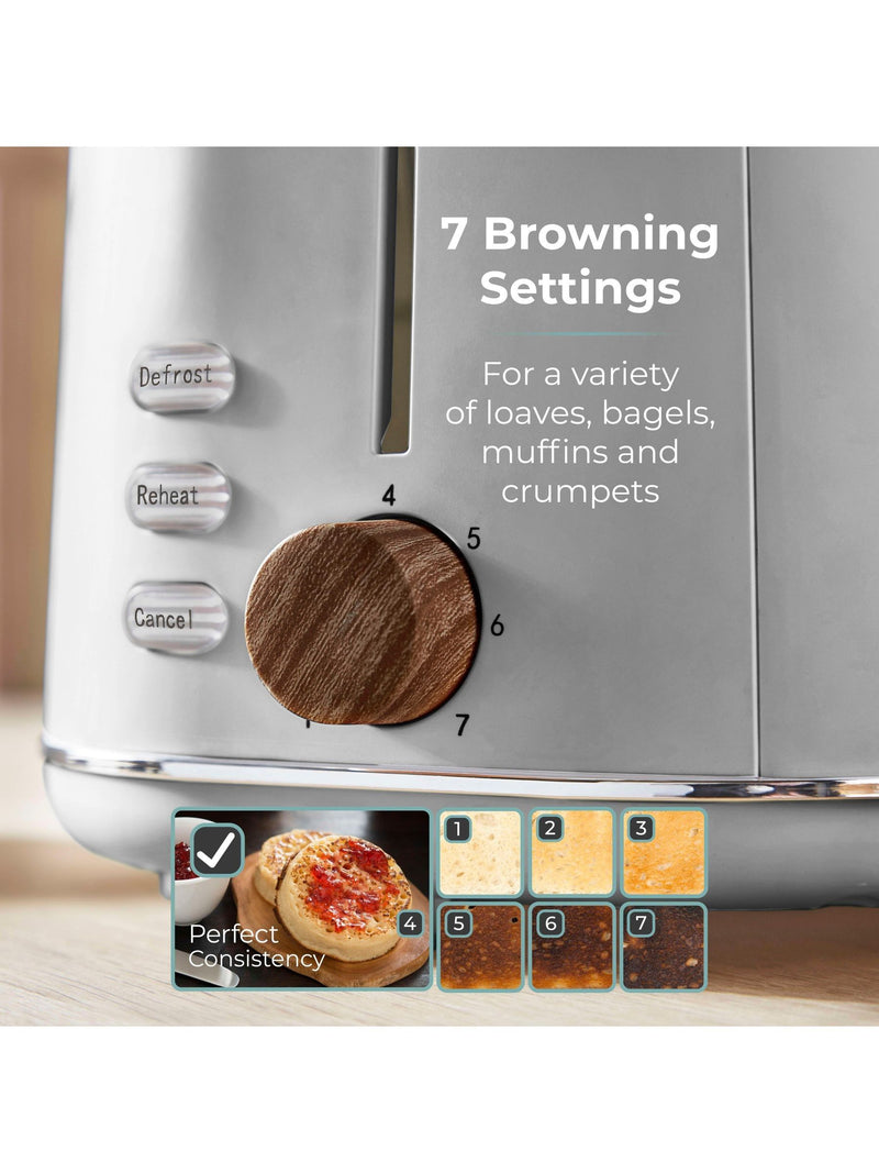 Tower Dove Grey Scandi 2 Slice Toaster (British brand)