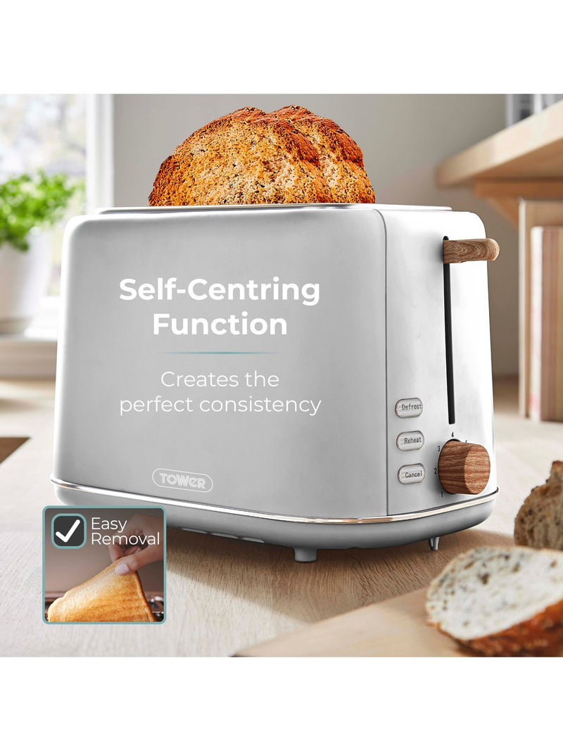 Tower Dove Grey Scandi 2 Slice Toaster (British brand)