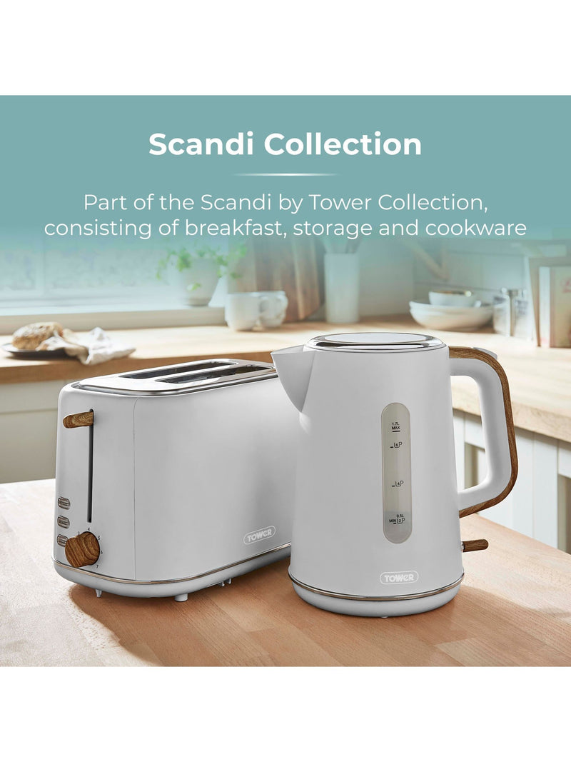Tower Dove Grey Scandi 2 Slice Toaster (British brand)