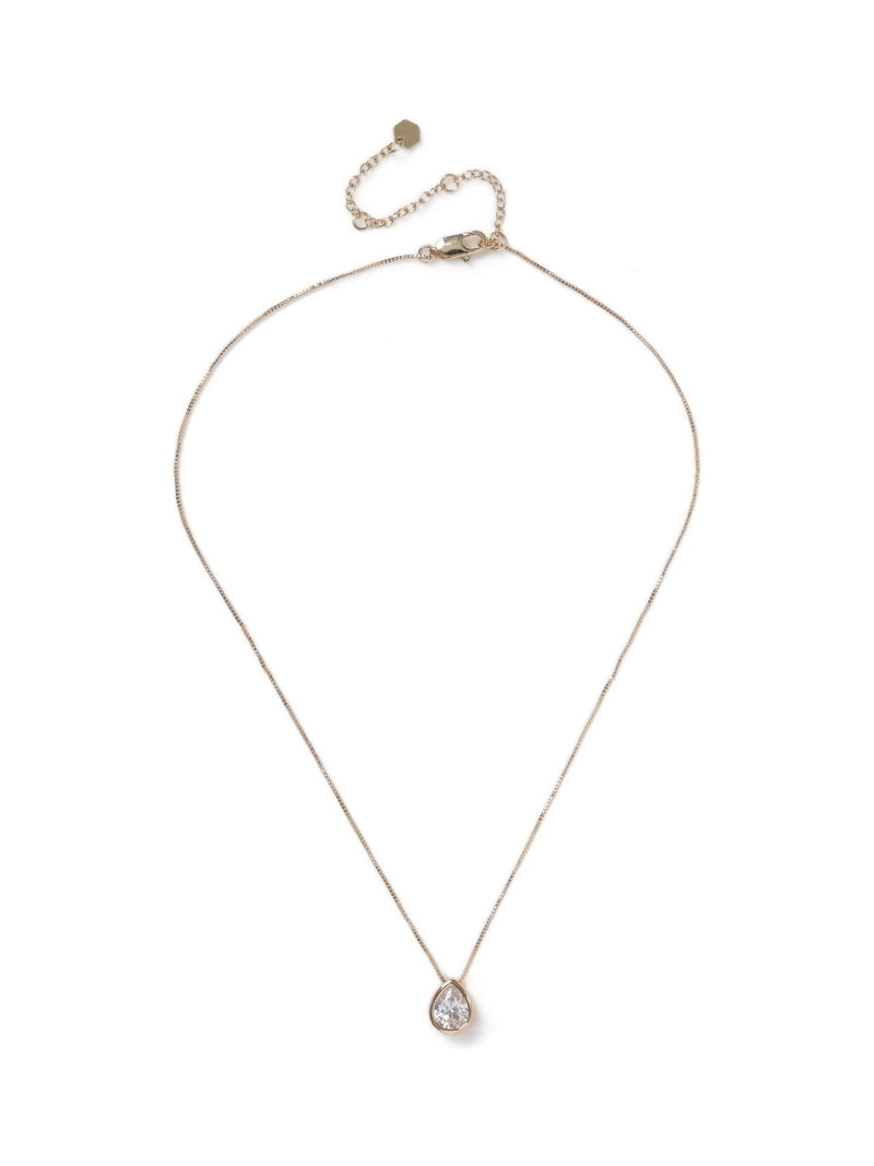 Aela gold tone tear drop necklace with diamond simulants - British product