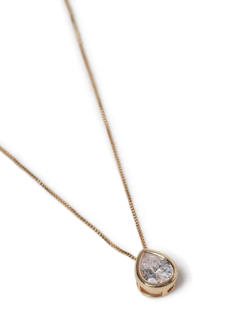 Aela gold tone tear drop necklace with diamond simulants - British product