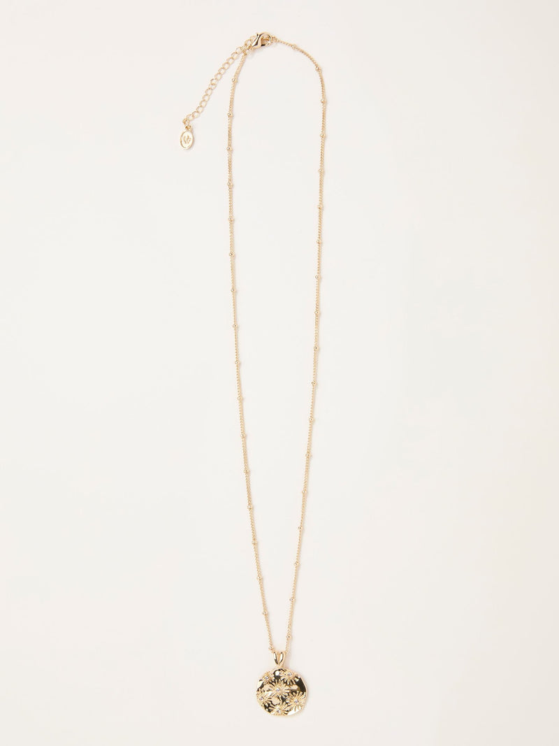 FatFace gold tone daisy coin necklace (British brand)