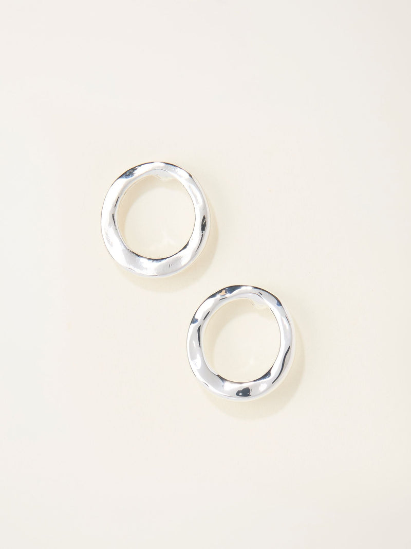 FatFace silver tone hammered circle stud earrings, imported from the UK