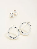 FatFace silver tone hammered circle stud earrings, imported from the UK