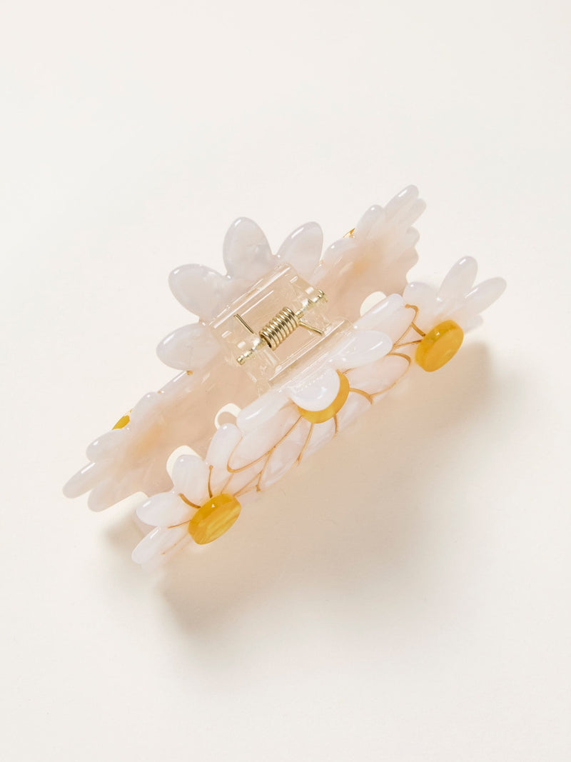 FatFace White Daisy Claw Clip made from resin (British brand)
