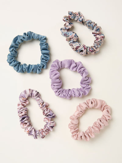 Next FatFace Purple 5 Pack Satin Hair Scrunchies- Buy online at McGrocer