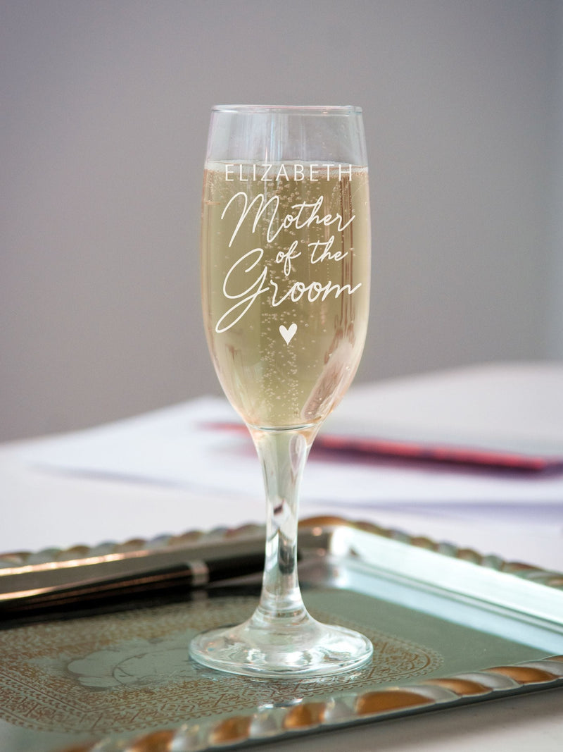 PMC Personalised Mother of the Groom champagne flute, imported from the UK