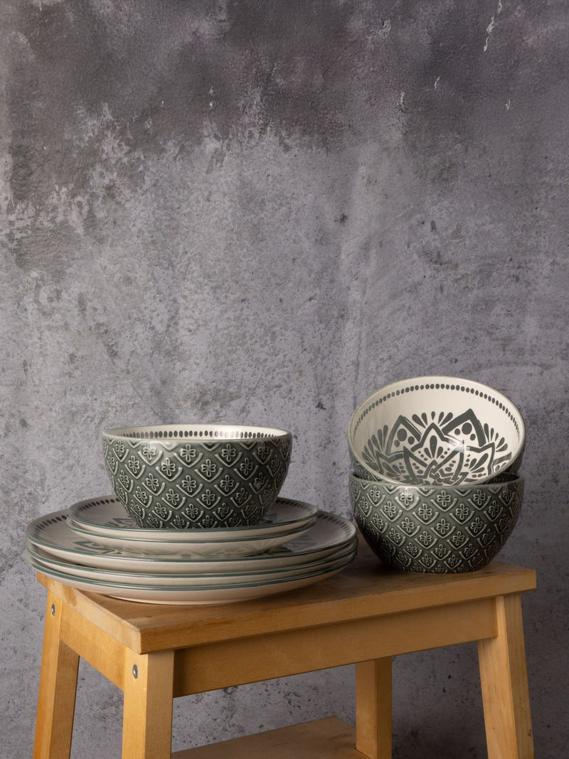 Code Maison Green Inari dinner set 12 piece - British product