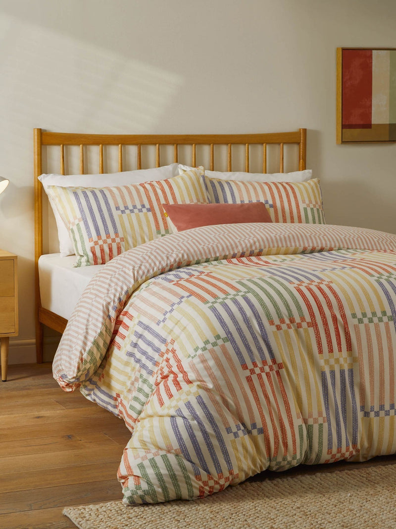 Madison Stripe printed soft touch duvet cover set, imported from the UK