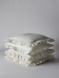 Cushion covers 4-pack green stripe ruffle (British brand)