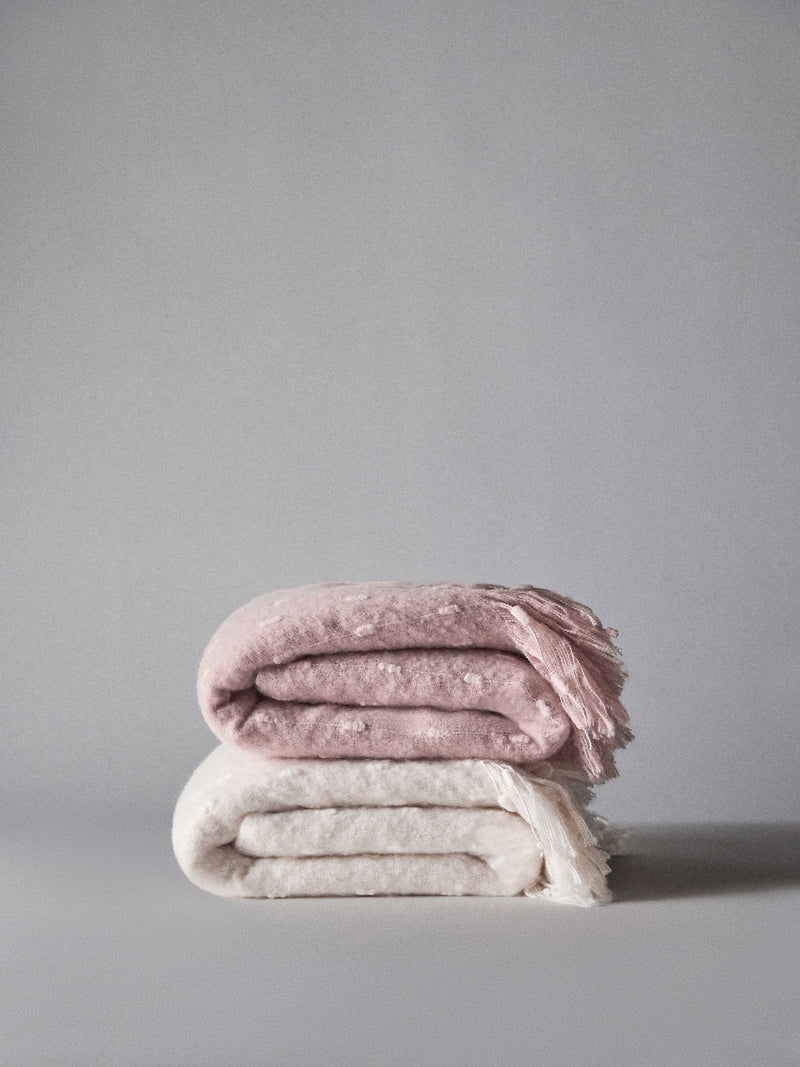 THE SET pink cream dobby spot throws 2 pack, UK version