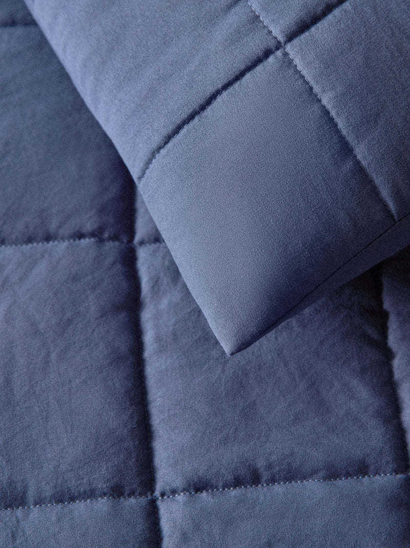 THE SET navy quilted bedspread set 3 piece, imported from the UK
