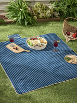 Next Blue Stripe Fleece Picnic Blanket 135cm x 135cm- Buy online at McGrocer