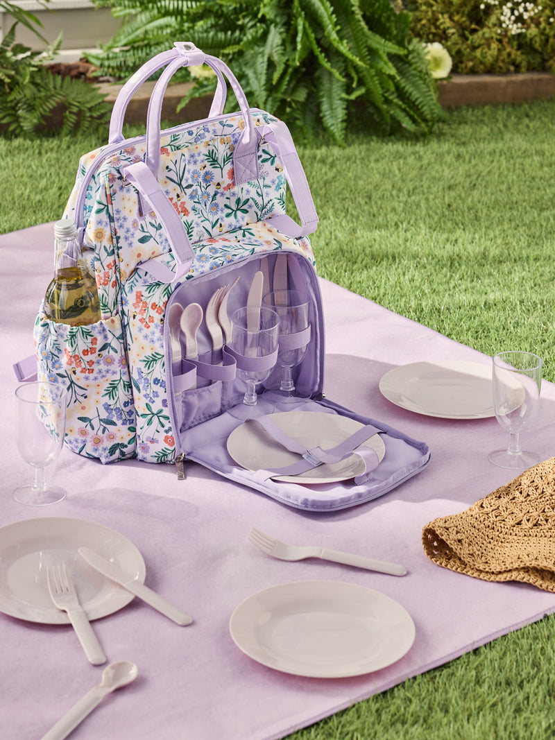 Maisie floral print 4-person picnic backpack, UK version