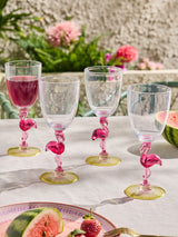 Next Set of 4 Pink/Yellow Flamingo Picnic Acrylic Wine Glasses- Buy online at McGrocer