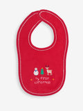 JoJo Maman Bébé red bib for first Christmas, imported from the UK