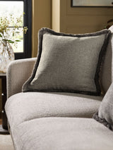 Next Grey 50 x 50cm Herringbone Fringe Cushion- Buy online at McGrocer