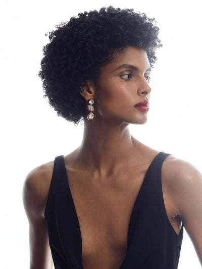 Next Reiss Gold Tone Crista Crystal Drop Earrings- Buy online at McGrocer