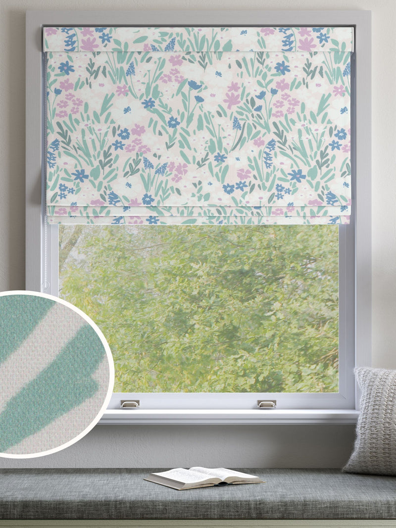 Purple Gouache floral roman blinds 640x640mm (British brand)