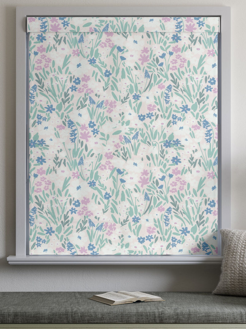 Purple Gouache floral roman blinds 640x640mm (British brand)