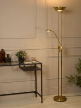 Next Searchlight Carina Sol Satin Brass LED Dimmable Floor Lamp 180cm- Buy online at McGrocer