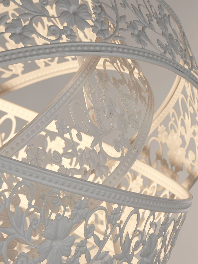 Searchlight white Petra fretwork floor lamp, UK version