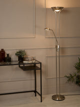 Next Searchlight Carina and Sol Satin Silver Floor Lamp, 180cm- Buy online at McGrocer
