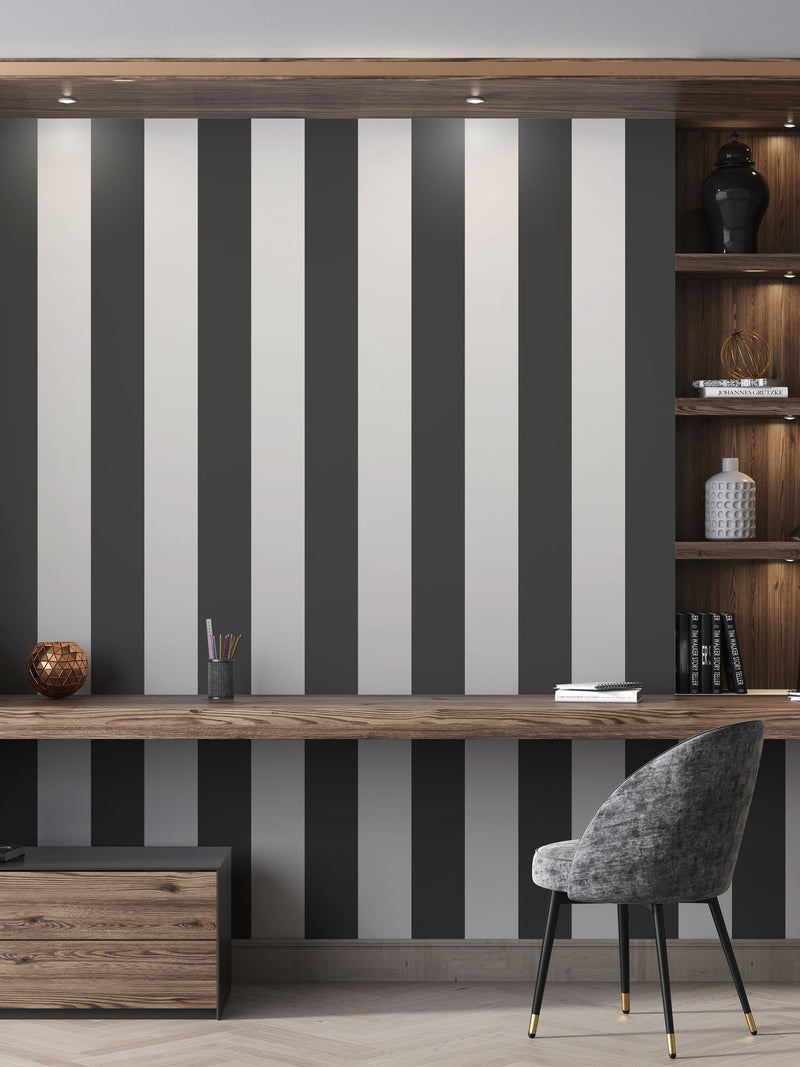 Style Sisters beige wide stripe wallpaper sample A4, imported from the UK