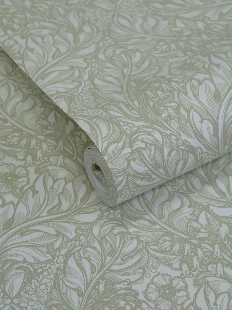 Laurence Llewelyn-Bowen green Rambleicious floral print wallpaper sample A4 - British product