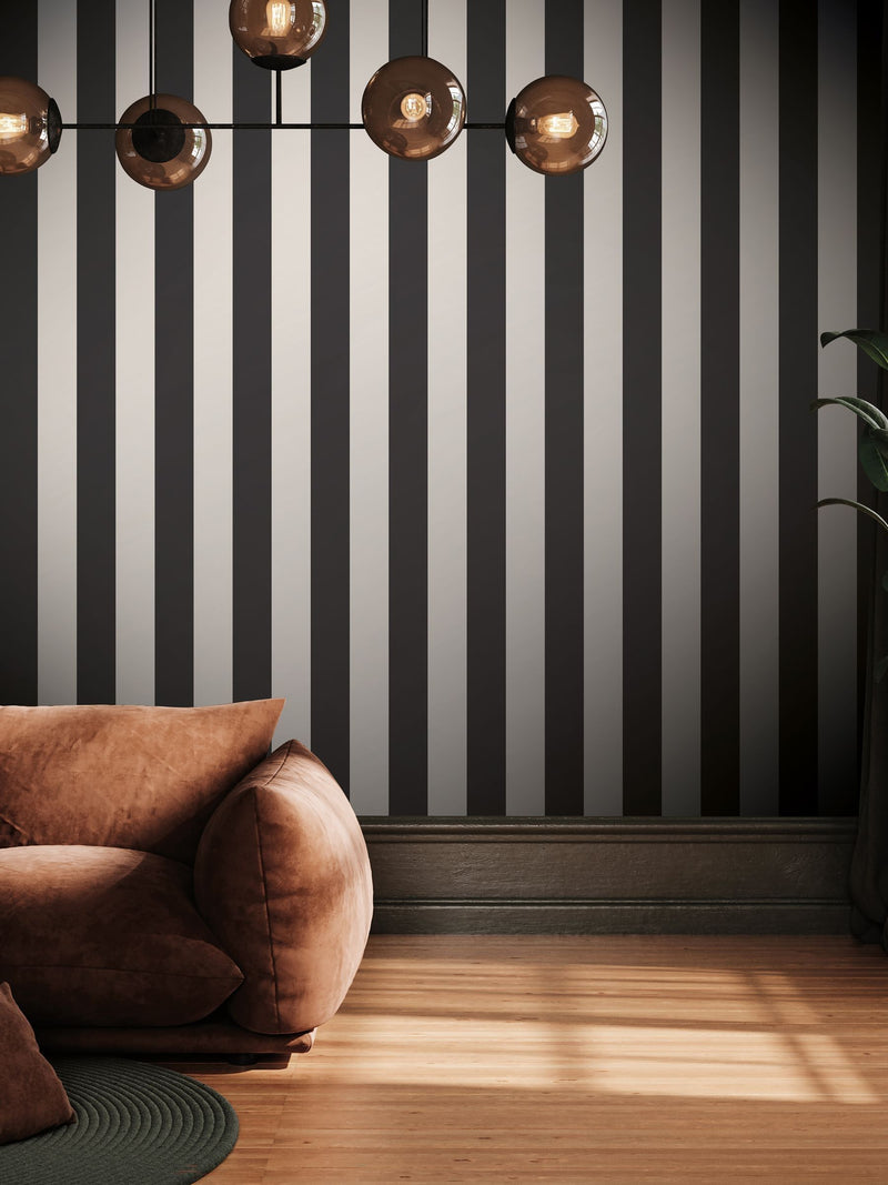 Style Sisters Black Medium Stripe A4 Wallpaper Sample