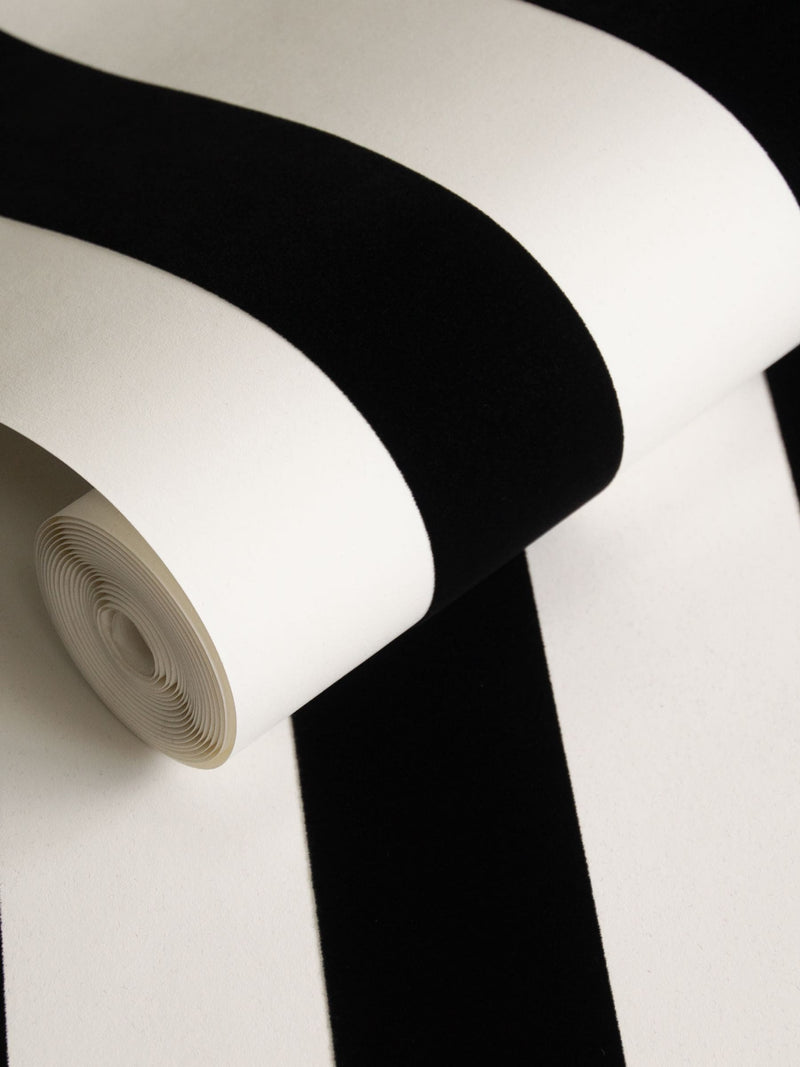 Style Sisters black flock stripe wallpaper sample A4 (British brand)