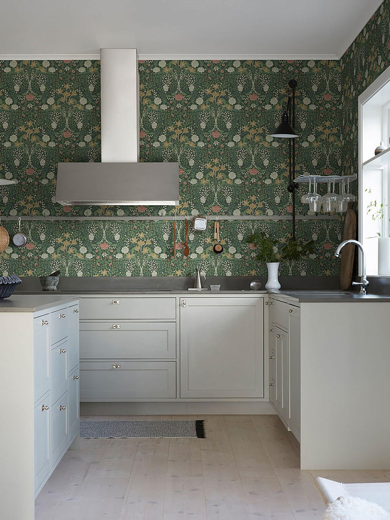 Galerie Green Sommarang 2 Floral Print A4 Wallpaper Sample