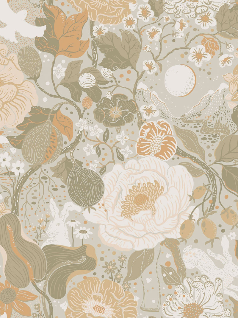 Galerie Green Sommarang 2 Floral Print A4 Wallpaper Sample