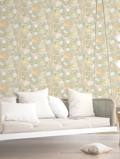 Next Galerie Green Sommarang 2 Floral Print Wallpaper Sample A4- Buy online at McGrocer