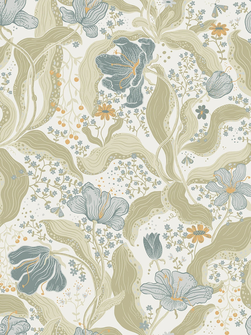 Galerie wallpaper sample Green Sommarang floral print A4 - British product