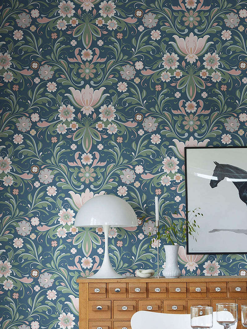 Galerie Pink Sommarang floral wallpaper sample A4 - British product