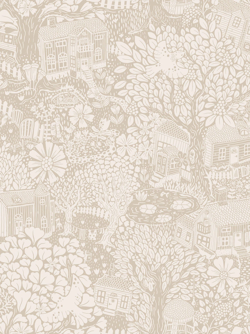Galerie wallpaper sample Beige Sommarang 2 Woodland A4, imported from the UK