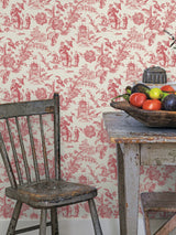 Next Galerie Red French Country Toile Wallpaper Sample A4- Buy online at McGrocer